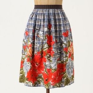 Odille Picked Plaid Poppy Floral/Bluebird Skirt